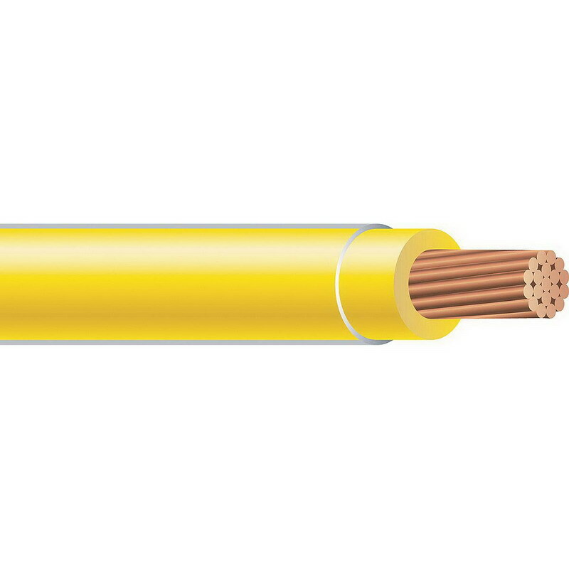 Thermoplastic High Heat Resistant Nylon Coated (THHN) Wire, 6 AWG, Yellow, 19 Stranded, Copper Conductor, 1000 Foot Reel