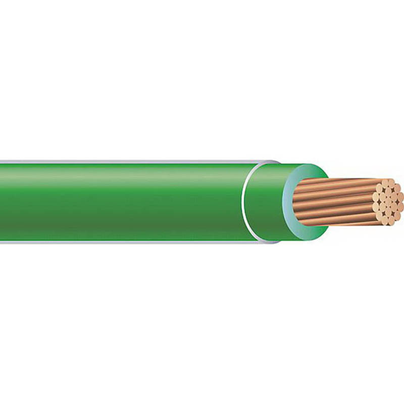 Thermoplastic High Heat Resistant Nylon Coated (THHN) Wire, 6 AWG, Green, 19 Stranded, Copper Conductor, 500 Foot Reel