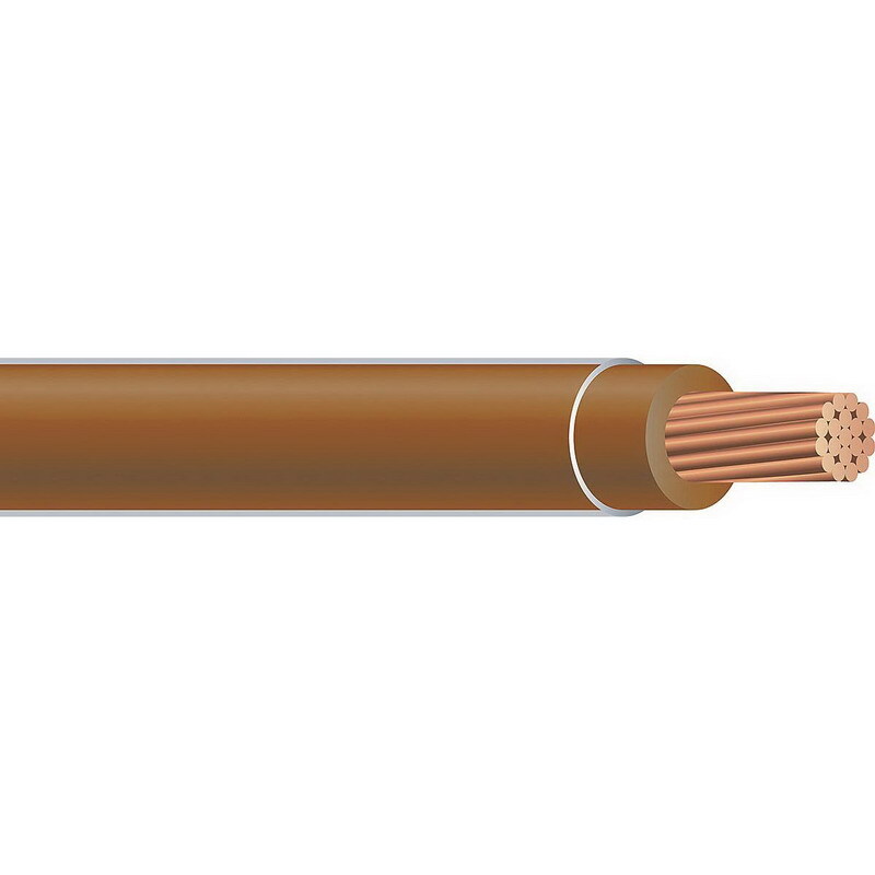 THHN Wire, 4 AWG, Brown, 19 Stranded, Copper Conductor, 500 Foot Reel