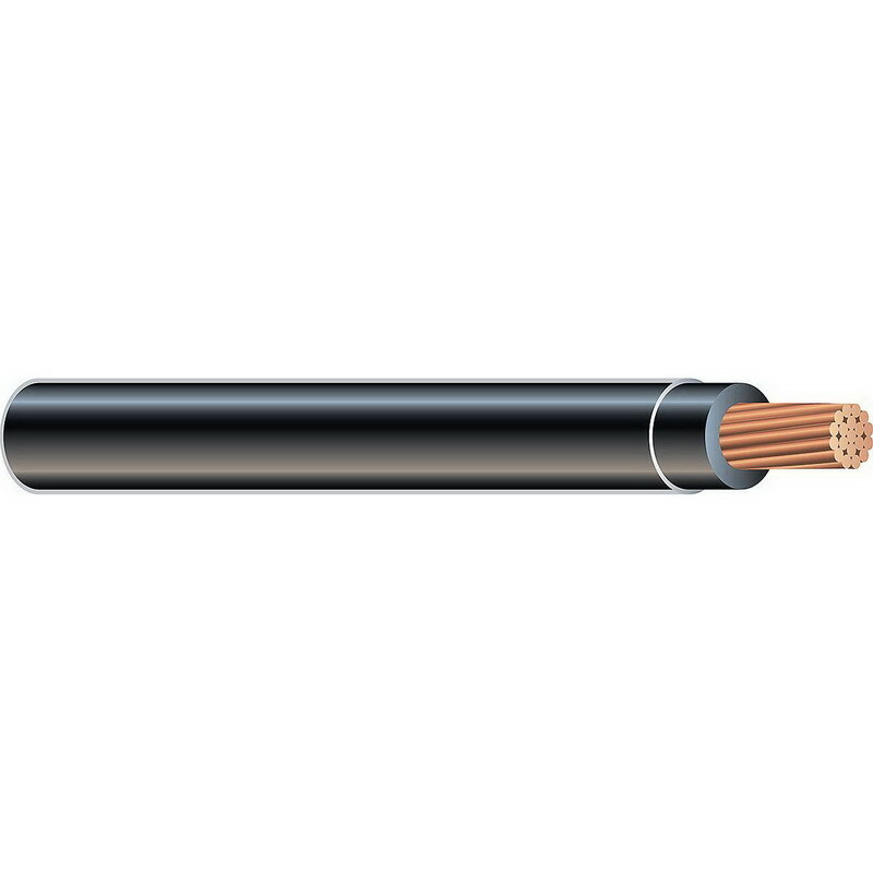 Thermoplastic High Heat Resistant Nylon Coated (THHN) Wire, 350 KCMIL, Black, 37 Stranded, Copper Conductor, 500 Foot Reel