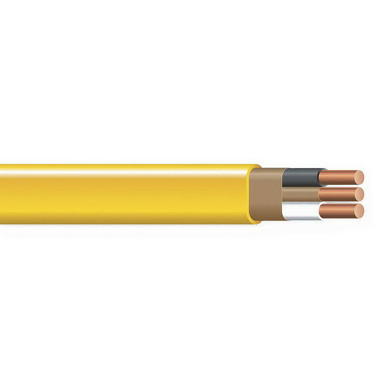 Non-Metallic Sheathed Cable with Grounding, 4 AWG, 3 Copper Conductors, 125 Foot Coil