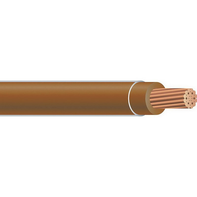 Thermoplastic Flexible Fixture Nylon (TFFN) Building Wire, 16 AWG, Brown, 19 Stranded, Copper Conductor, 2500 Foot Reel