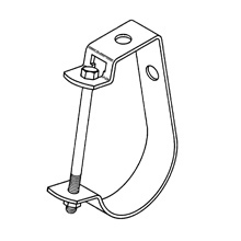 Eaton B-Line series adjustable J-hanger, 3.6875" H x 2" D, Steel, Yellow zinc chromate, 2" max pipe size, Wall