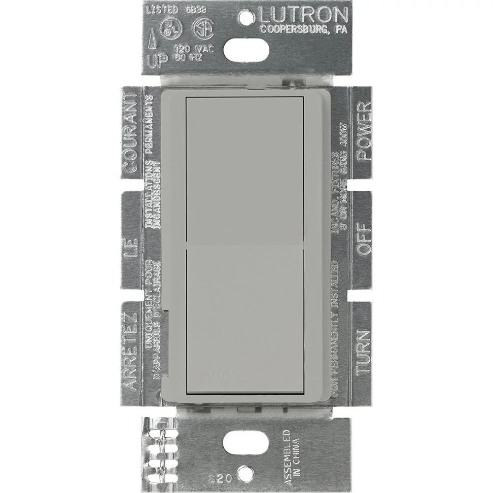 Lutron Claro 15 Amp On/Off, 4-Way On/Off Rocker Switch, Gray