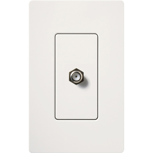 Claro single cable jack, F-style, 75-ohm coaxial cable in white