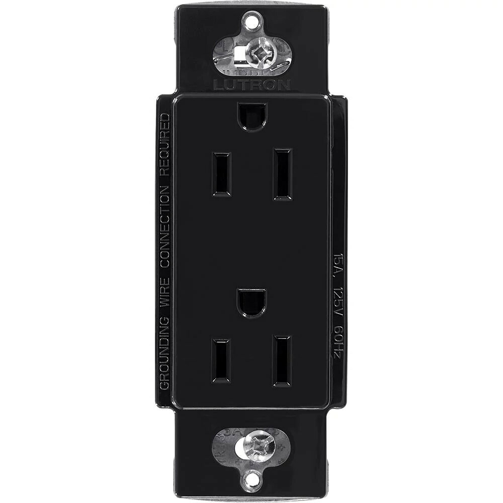 Lutron Claro 15 Amp Duplex Outlet, Black