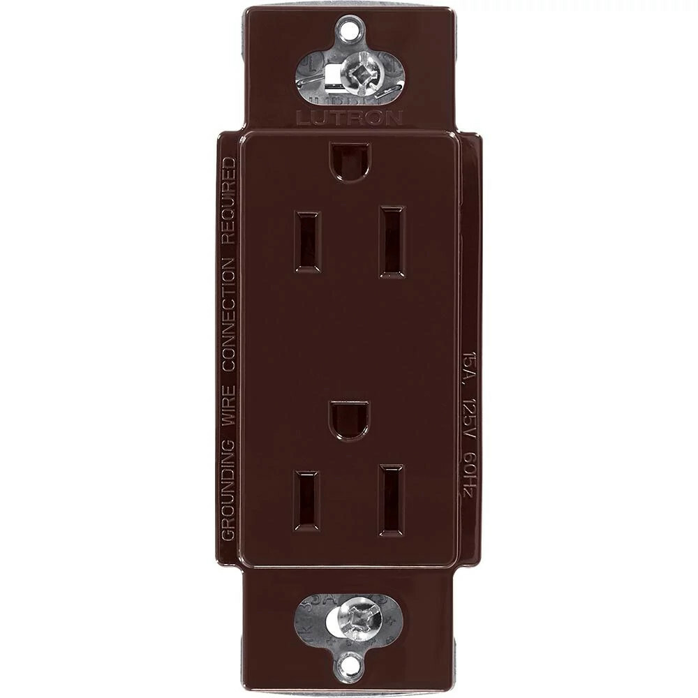 Lutron Claro 15 Amp Duplex Outlet, Brown