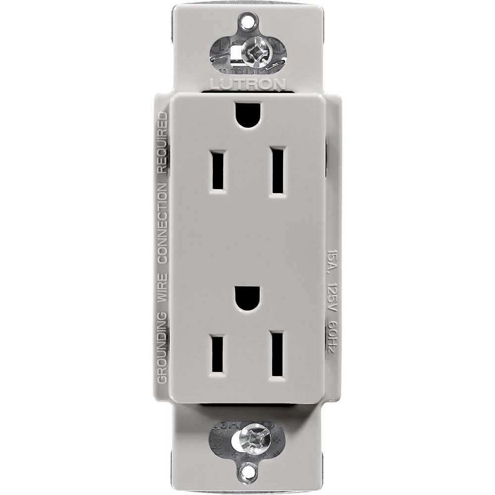 Lutron Claro 15 Amp Duplex Outlet, Gray