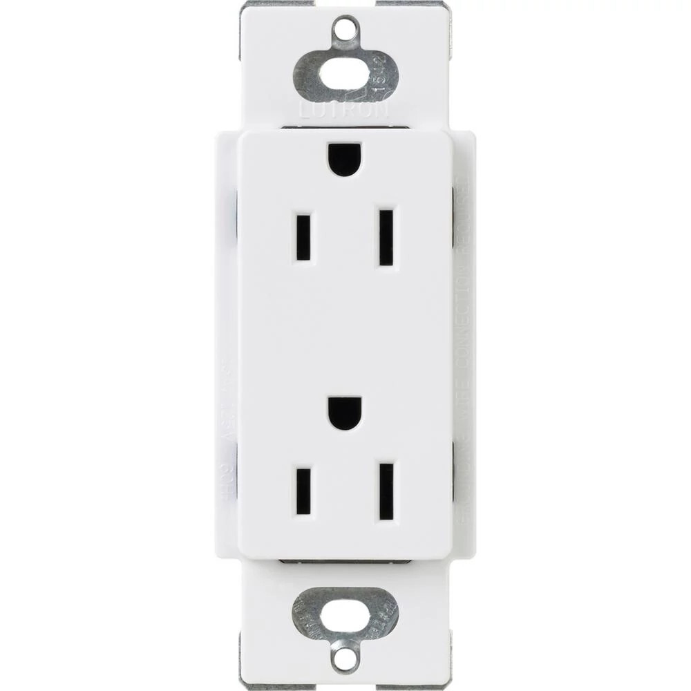 Lutron Claro 15 Amp Duplex Outlet, White