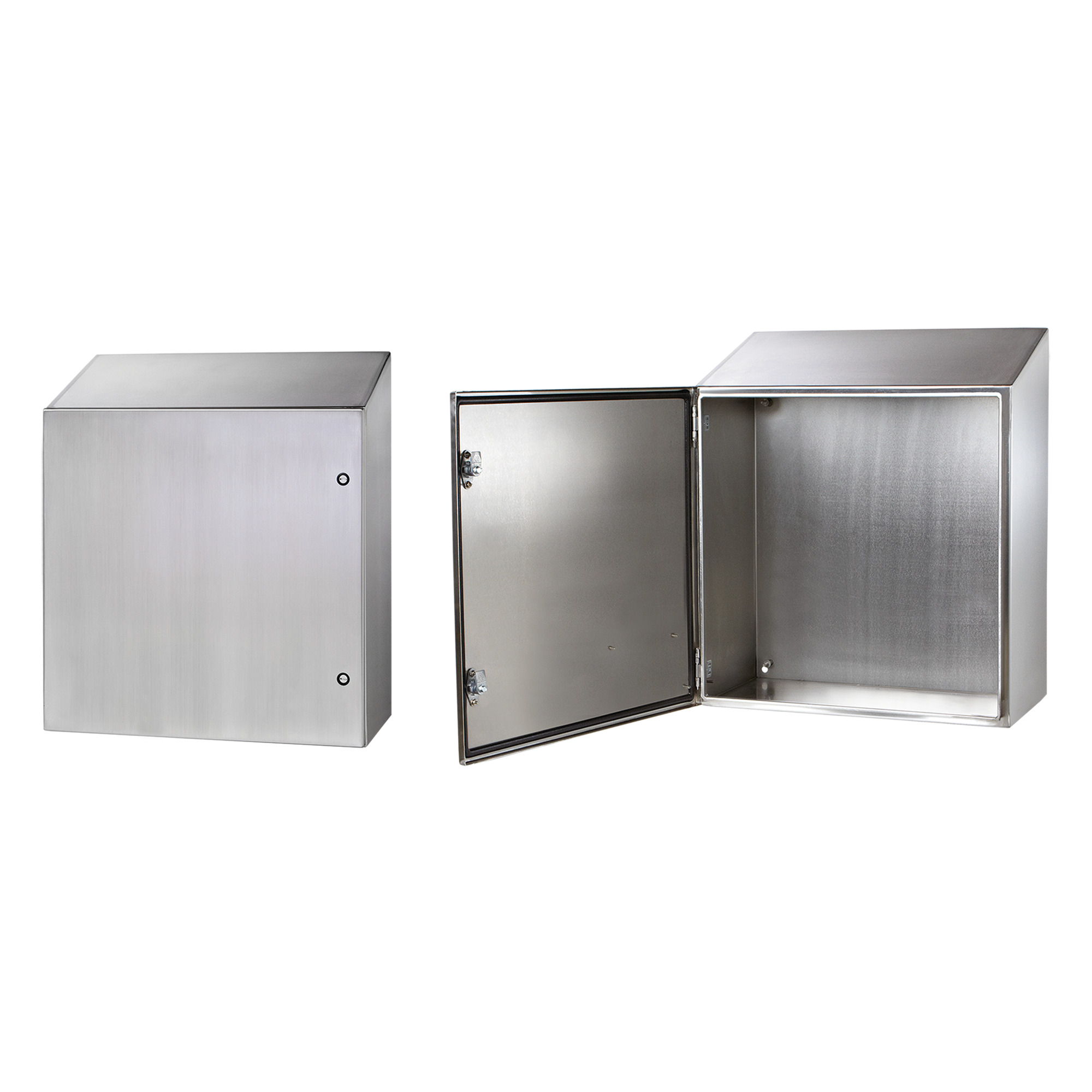 Concept Sloped Top Wallmount 1/4-Turn Latch Type 4X, 16x16x8, Brushed, SS 304