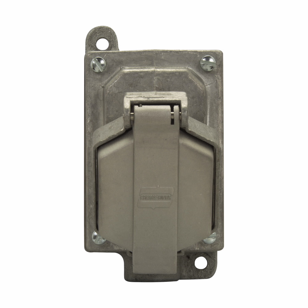Eaton Crouse-Hinds series Ark-Gard ENR Value receptacle assembly, 15A, Single, 50-400 Hz, Copper-free aluminum, 5-15R, Single-gang, Dead end, 3/4", 125 Vac