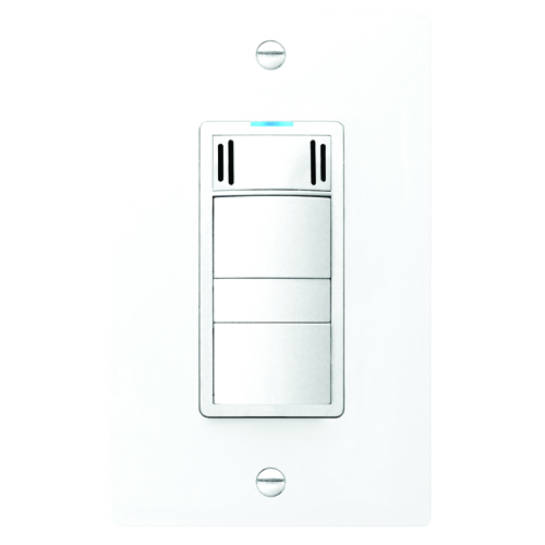 Humidity and Condensation Wall Control with Countdown Timer, On/Off/Light, moisture sensitivity selector, adjustable minutes per hour fan timer, White, wall plate included. 
