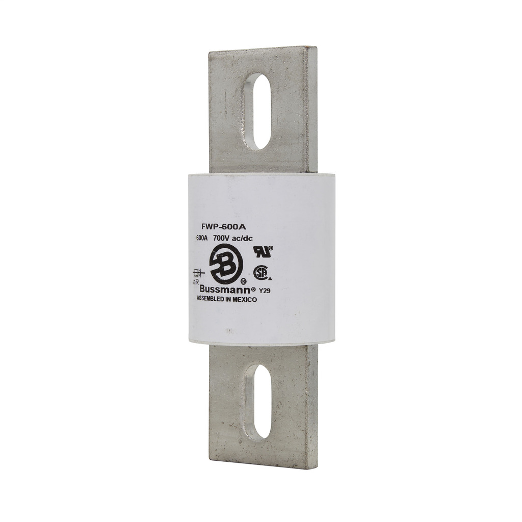 Eaton Bussmann series FWP high speed fuse, 250 Vac/dc, 600A RMS, 200 kAIC Vac, 50 kAIC at 700 Vdc, Non Indicating, High speed fuse, Blade end X blade end, Stud
