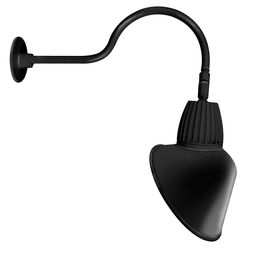Gooseneck Style1 13W, 3000k, LED AngLED Cone Shade, Black