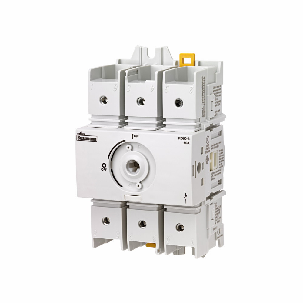 Eaton Bussmann series RD non-fused rotary disconnect switch, Compact switch, Front/side handle operation, 600V, 30A, Non-fused disconnect switch
