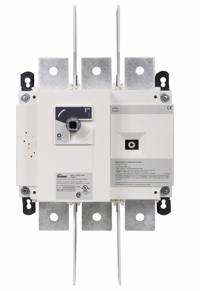 Eaton Bussmann series RD non-fused rotary disconnect switch, Standard switch, Front handle operation, 600V, 400A, Non-fused disconnect switch - RD400-3