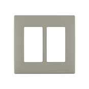  Renu Two-Gang Screwless Snap-On Wallplate Wood Smoke