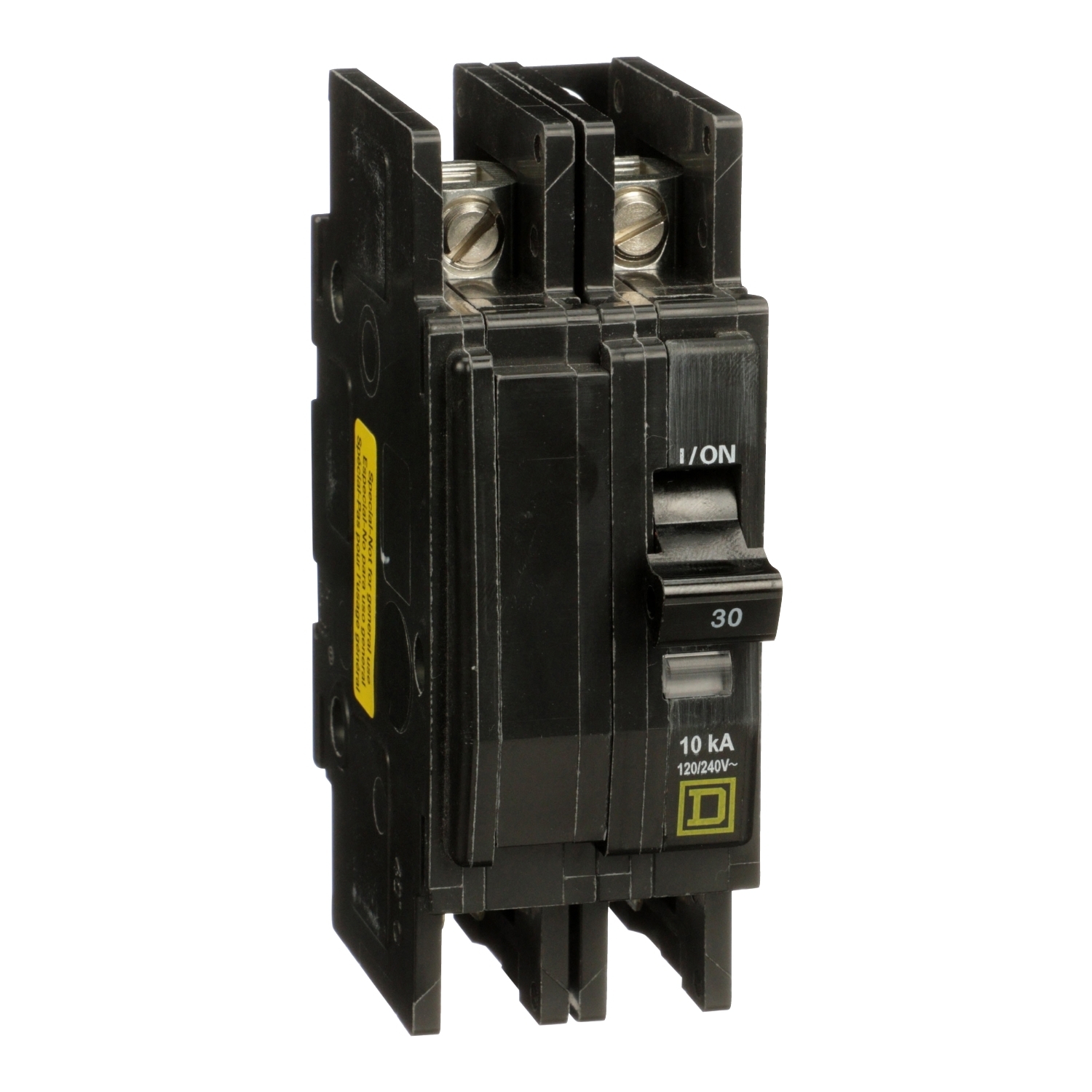 Mini circuit breaker, QOU, 30A, 2 pole, 120/240 VAC, 10kA, four point quick connect terminals