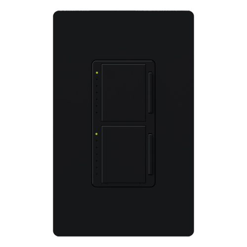 Maestro Dual Incandescent/Halogen Dimmer, Single-pole, 120V/300W each dimmer in black