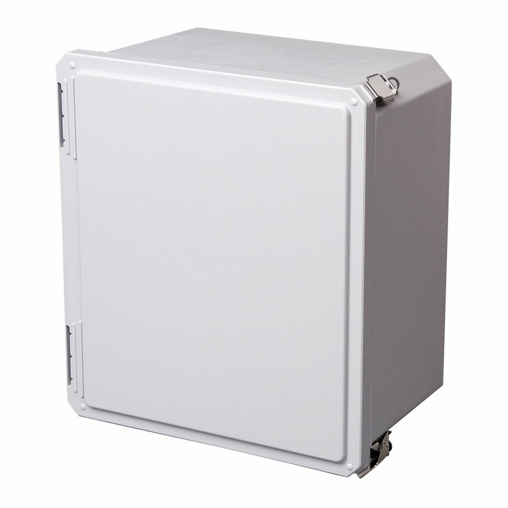 Eaton B-Line series JIC panel enclosure, 11.42" height, 6.31" length, 11.83" width, NEMA 4X, Hinged cover, SDFQR enclosure, Wall mount, Medium single door, Optional external mounting feet, Fiberglass, Seamless poured in-place gasket