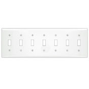 7-Gang Toggle Device Switch Wallplate, Painted Metal, Device Mount, White