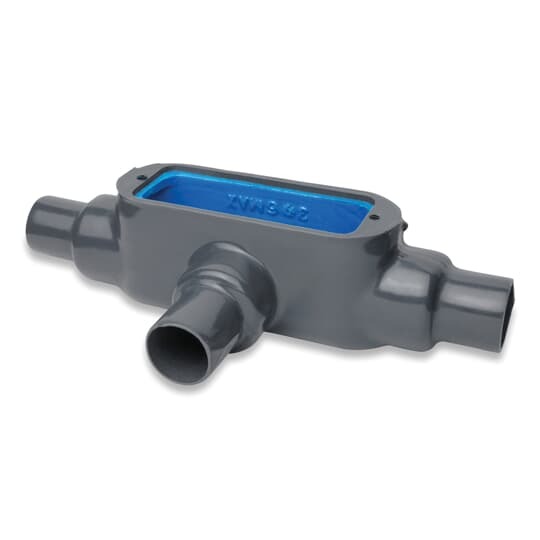 PVC Coated Conduit Body, TB Type, Form 8 UL-4X, Size 3/4 Inch/21 Metric, Iron, Dark Gray
