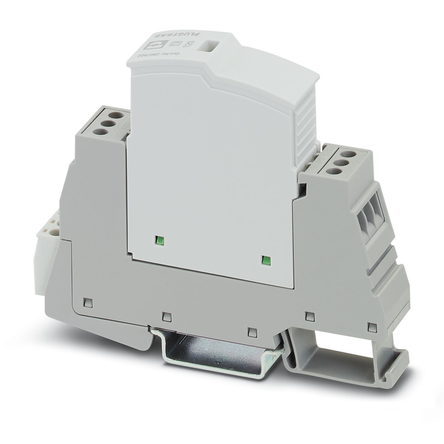 Type 2/3 Surge Protection Device, Plug and Base, Integrated Status Indicator, Remote Signaling for Single-phase Power Supply Networks, 120VAC/VDC