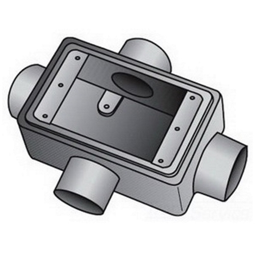 OZ-Gedney Type FDX Deep Cast Device Box, Number Of Outlet: 4, Gray Iron, Size: 3/4 IN, Ridge Top Construction, Cable Entry: (4) 3/4 IN Hubs, 28 CU-IN Capacity, No, 2-15/16 IN Width, 3-1/16 IN Depth, 4-11/16 IN Height, Finish: Zinc Electroplated With Aluminum Enamel, Third Party Certification: UL File Number E-18095, CSA 009795, Applicable Third Party Standards: UL 514A, CSA C22.2 No.18, Federal Specification A-A-50563, NEMA : FB-1, For Rigid Conduit And IMC