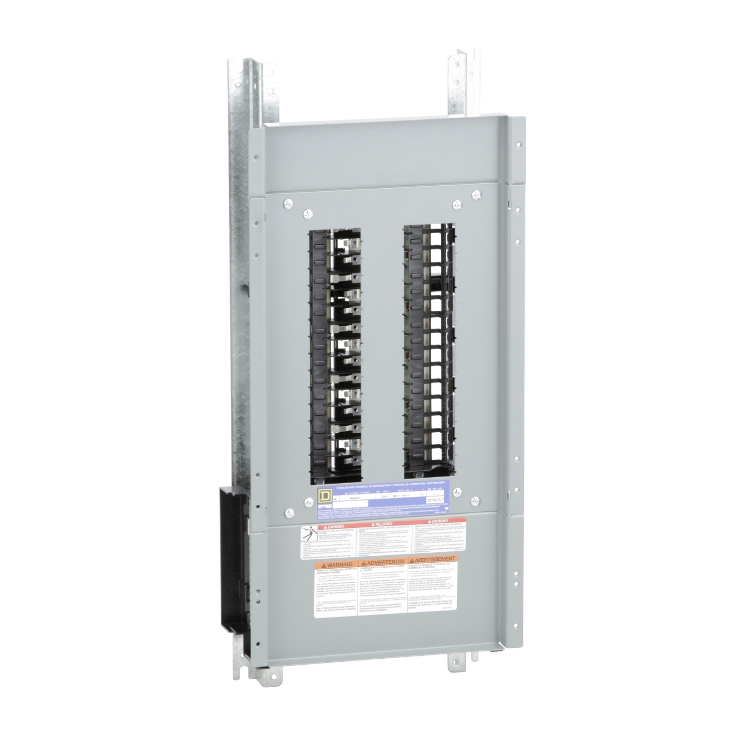 Panelboard interior, NQ, main lugs, 225A, Cu bus, 30 pole spaces, 3 phase, 4 wire, 240VAC, 48VDC