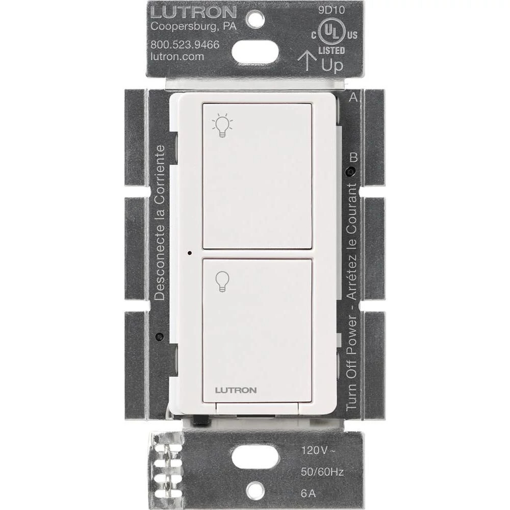Lutron Caseta Wireless In-Wall Smart Switch For Light or Fan Control, 120V, 6A, White
