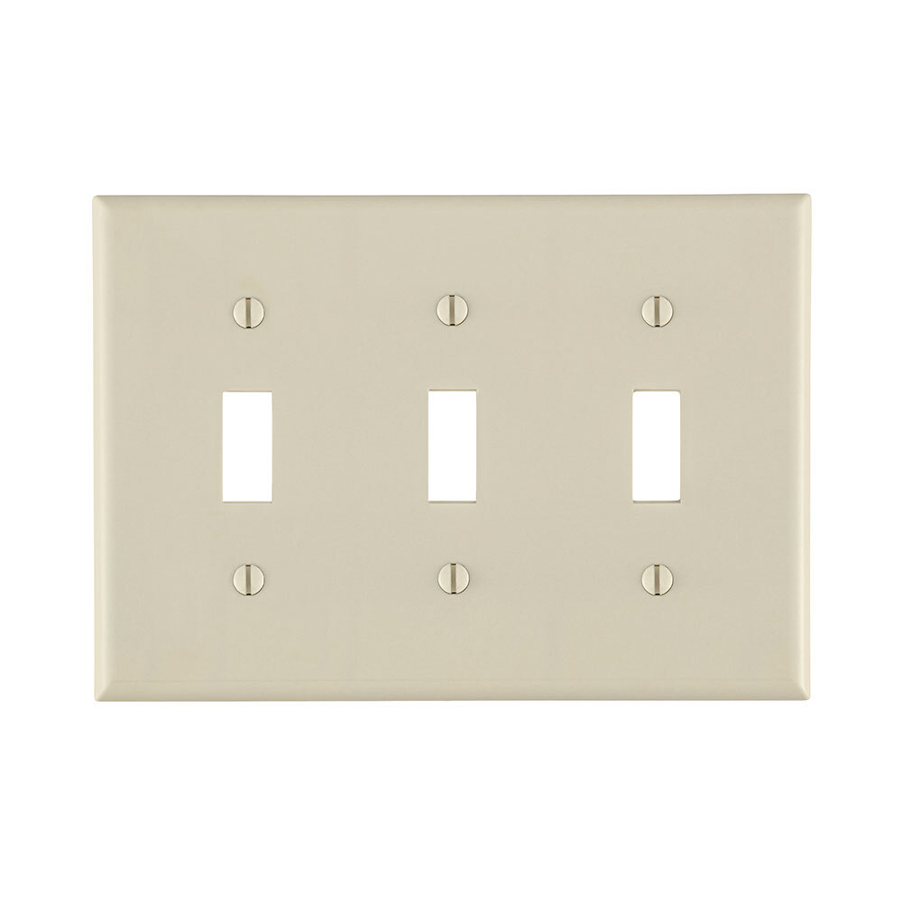 3-Gang Toggle Device Switch Wallplate, Standard Size, Thermoset, Device Mount, Light Almond