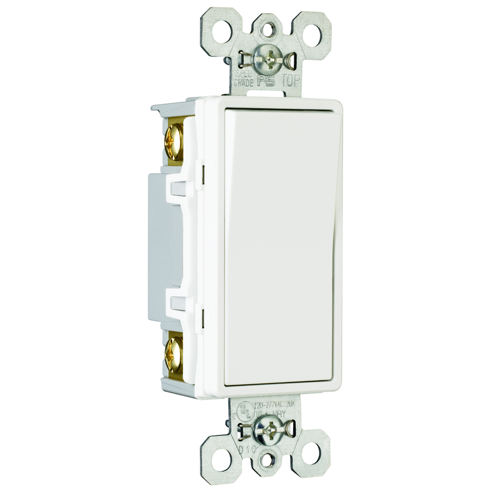 TradeMaster Four-Way Illuminated Decorator Switch, 15 amps, 120/277 volts, White.
