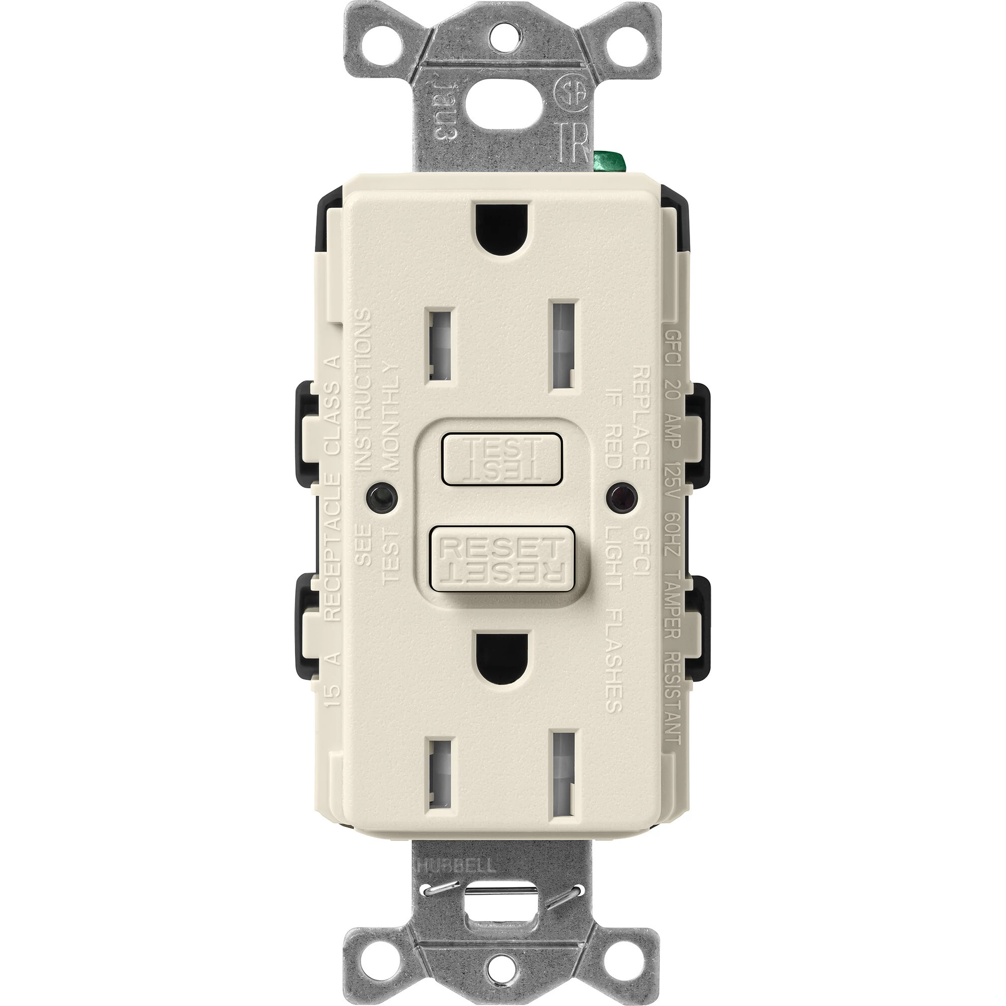 Lutron Claro Tamper-Resistant GFCI Duplex Receptacle, 15-Amp, Pumice