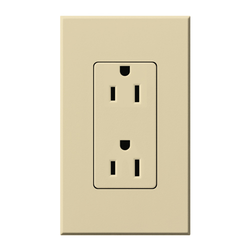 Duplex 15 A receptacle, tamper resistant, 125V/15A in ivory
