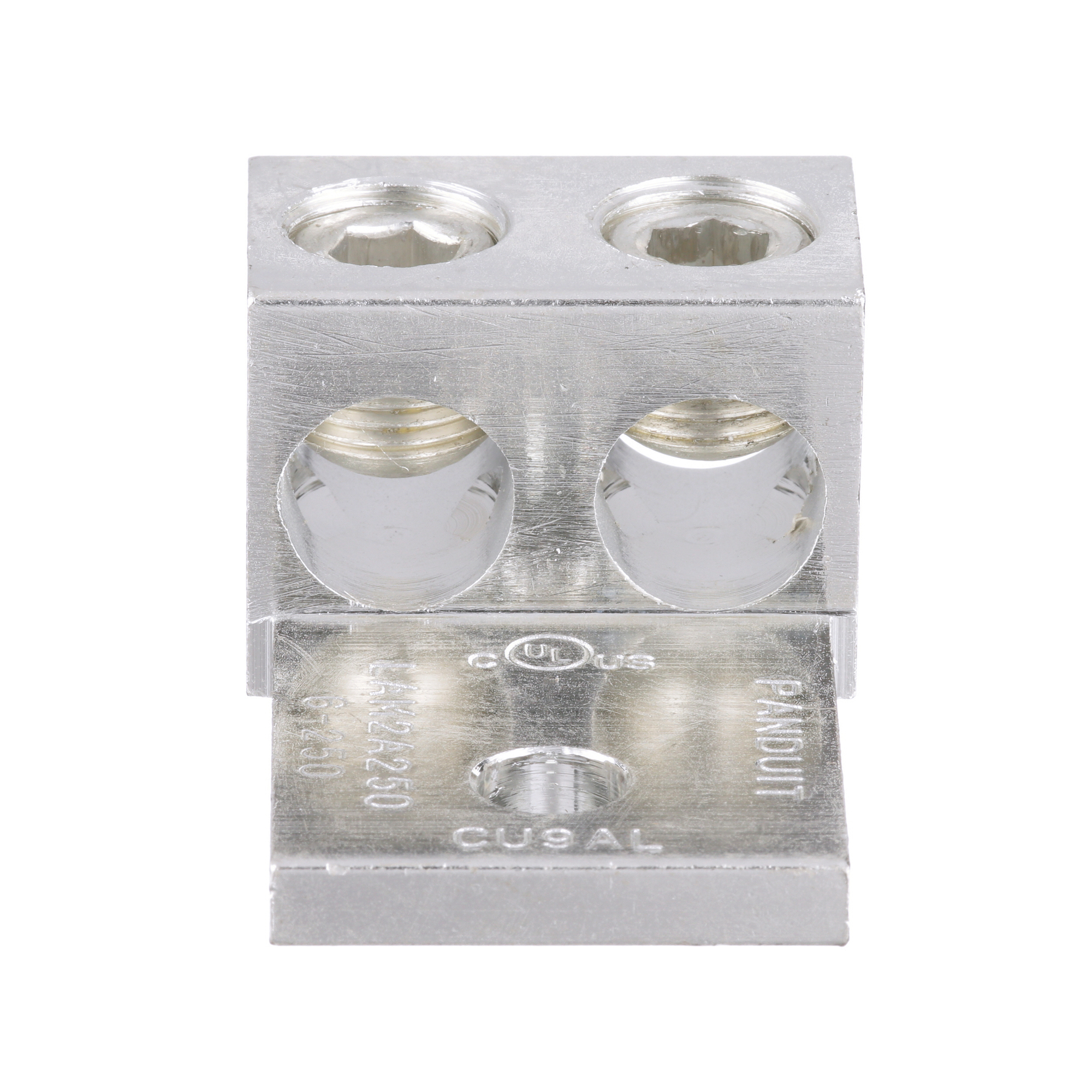Pan-Lug LAM2A250-38-X Al Mech,250kcmil,Tin Plt,1hole,3/8"Stud,PK10