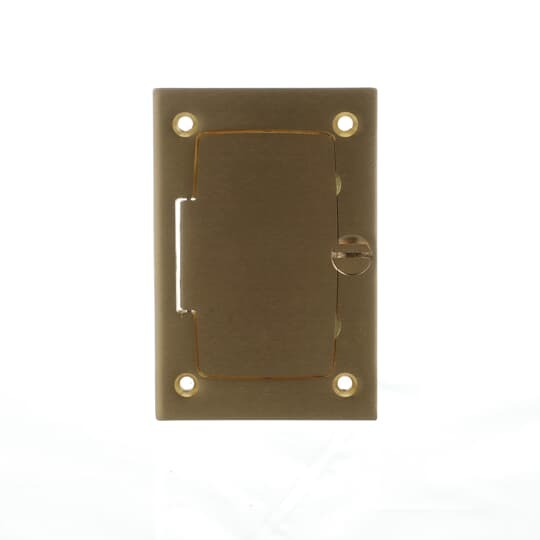 Cover Plate for Multi-Gang Floor Boxes for Power and Communications, Length 4-1/2 Inches, Width 3 Inches, GFCI Flip Lid, Brass