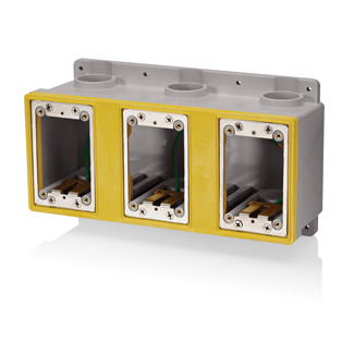 FD Box, Three-Gang, 109.1 Cubic Inch Capacity, 1-Inch NPT Openings, Includes Plugs and Stainless Steel Mounting plates, Gray