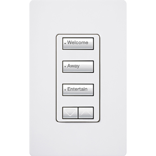 Lutron RadioRA 2 seeTouch Wall Mount Designer Keypad, 3 Button with Raise/Lower  - White