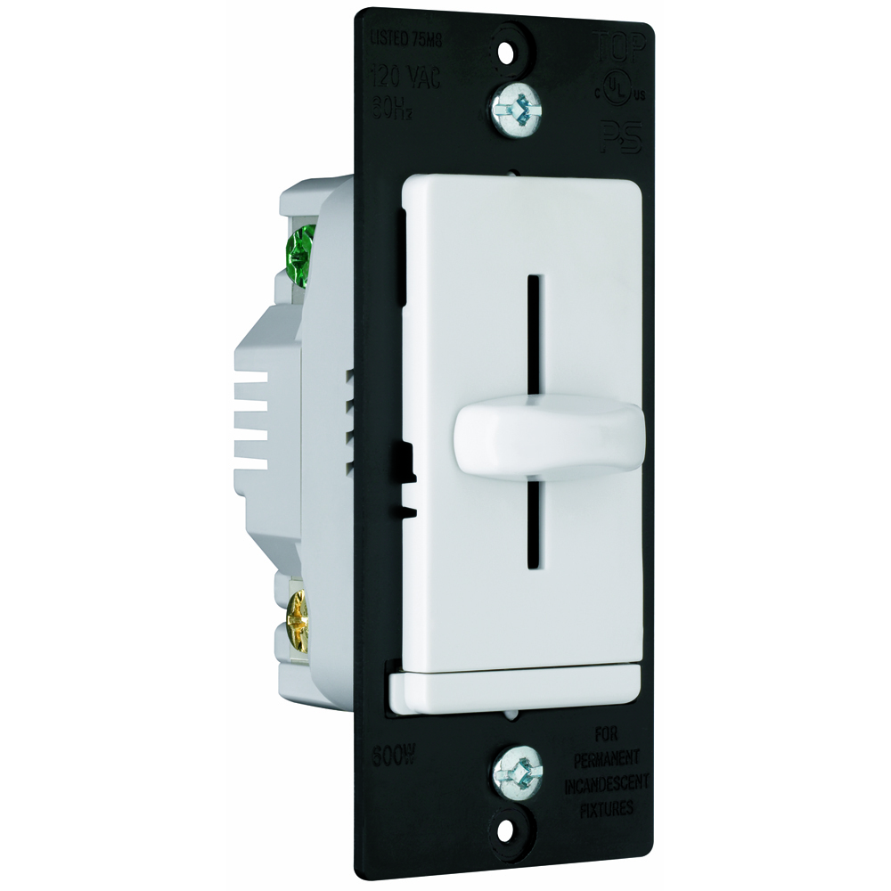 Incandescent Slide Dimmer, Non-Preset 600W, White