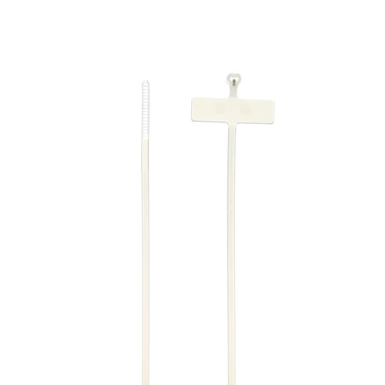 Identification Cable Tie, Natural Polyamide (Nylon 6.6) for Temperatures up to 85 Degrees Celsius (185 F) for Indoor Applications, Length of 211mm (8.3 Inches), Width of 2.3mm (0.09 Inches), Thickness of 1mm (0.04 Inches), Marking Pad Size of 25mm (1 Inch) x 7.6 (0.3 Inch), Tensile Strength Rating of 80 Newtons (18 Pounds)