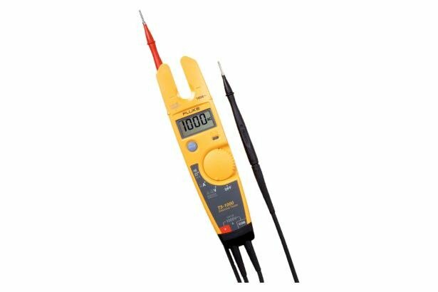 Electrical tester with OpenJaw Current, 1000 V and 4 mm detachable probes. The Fluke T5 Electrical Testers let you check voltage, continuity and current with one compact tool. With the T5, all you have to do is select volts, ohms, or current and the tester does the rest. OpenJaw current lets you check current up to 100A - without breaking the circuit. Its tough test leads stow neatly in the back of the tester, making it easy to tote the T5 in your tool pouch. Detachable SlimReach test probes are customized for national electrical standards. The test leads accept optional accessories such as clips and specialty probes. The optional H5 holster lets you clip the T5 onto your belt.