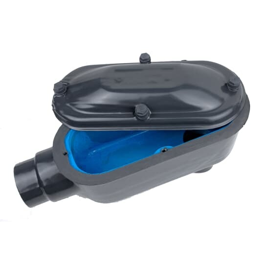 PVC Coated Conduit Body, LB Shape, Form 8 UL-4X, Size 1/2 Inch/16 Metric, Iron, Dark Gray