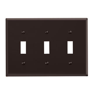 3-Gang Toggle Device Switch Wallplate, Standard Size, Thermoset, Device Mount, Brown