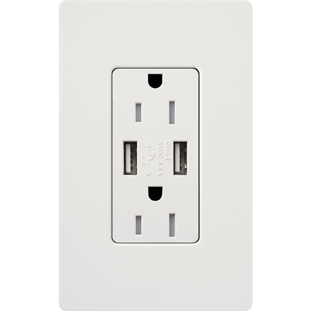 Satin Colors tamper-resistant USB receptacle, 125V, 15A in terra cotta