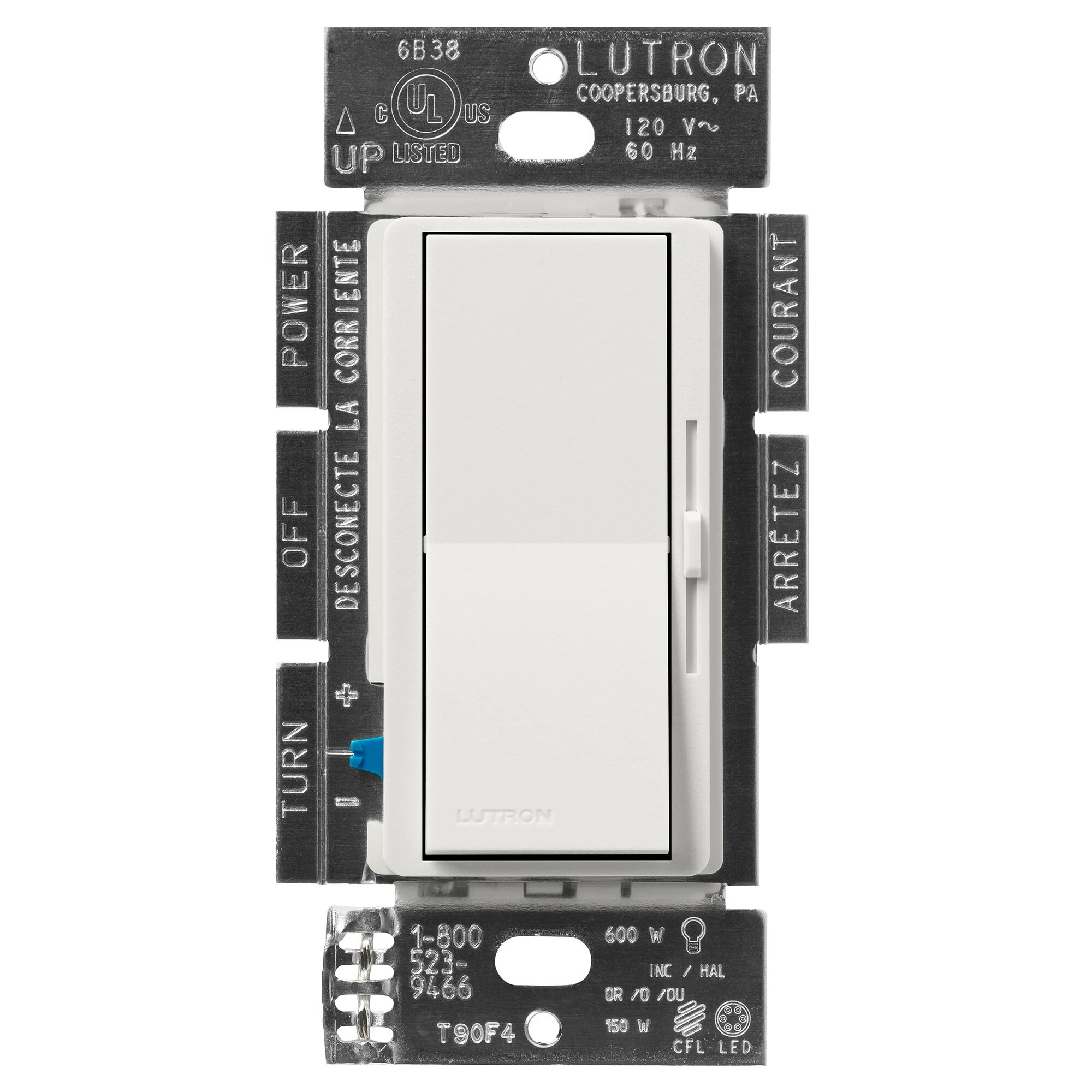 Diva LED+ Dimmer - Satin Finish, LED, Incandescent/Halogen, 3-way/single-pole, 150W LED or 600W inc/hal, lunar gray