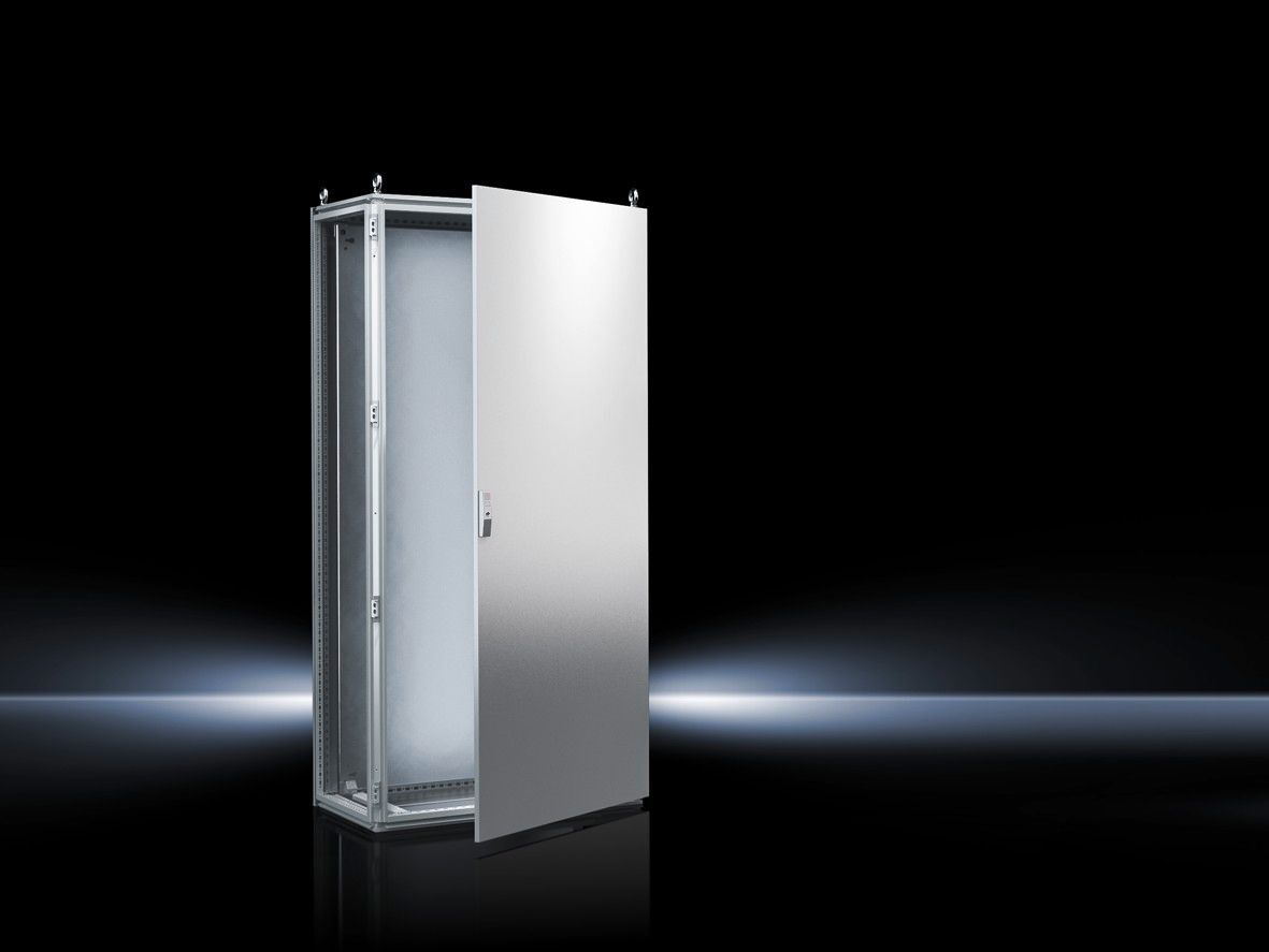 TS Bayed enclosure system, WHD: 800x1800x600 mm, carbon steel, with mounting plate, single door at the front