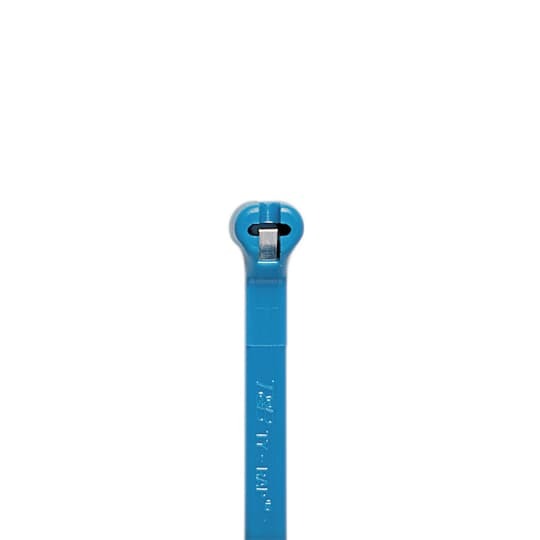 Cable Tie, Blue Polyamide (Nylon 6.6) for Temperatures up to 85 Degrees Celsius (185 F) for Indoor Applications, UL/EN/CSA62275 Type 2/21 Rated for AH-2 Plenum, Length of 92mm (3.6 Inches), Width of 2.3mm (0.09 Inches), Thickness of 1mm (0.04 Inches), Tensile Strength Rating of 80 Newtons (18 Pounds), Military Specified (MIL-SPEC MS3367-4-6), Bulk Pack