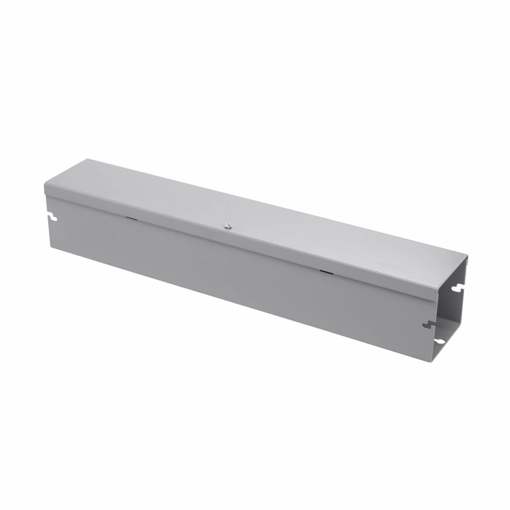 Eaton B-Line series wireway, 8" height, 24" length, 8" width, HSNK wireway, Thru holes, No knockouts, Hinged cover, NEMA 1, Steel, Hinged, ANSI 61 gray, 14 gauge