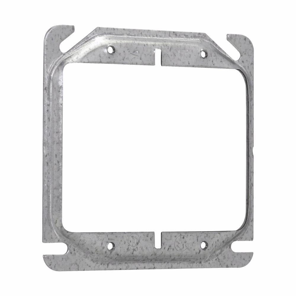 TP498 Thepitt 2-Device Slotted Square Mud Ring, 4 in L x 4 in W, Die Cast Aluminum, 1/2 in Raised