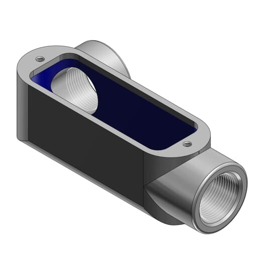 1 Inch Form 8, LL Conduit Body, Body Material Gray Iron with Zinc Plating and Baked On Epoxy Powder Coat with BlueKote Internal Coating for Use with Rigid/IMC Conduit